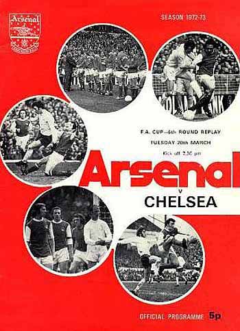 programme cover for Arsenal v Chelsea, Tuesday, 20th Mar 1973