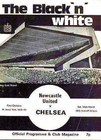 programme cover for Newcastle United v Chelsea, Saturday, 24th Mar 1973