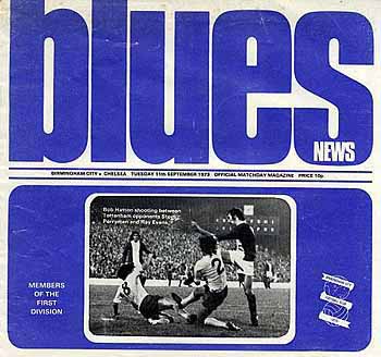 programme cover for Birmingham City v Chelsea, Tuesday, 11th Sep 1973