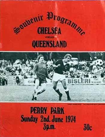 programme cover for Queensland v Chelsea, Sunday, 2nd Jun 1974