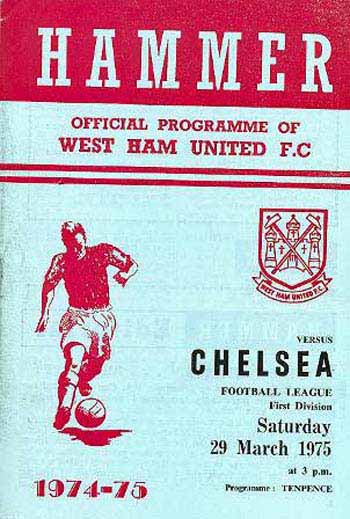 programme cover for West Ham United v Chelsea, 29th Mar 1975