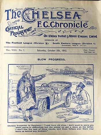 programme cover for Chelsea v Sunderland, Saturday, 5th Oct 1912
