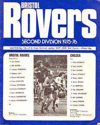 programme cover for Bristol Rovers v Chelsea, Saturday, 3rd Jan 1976