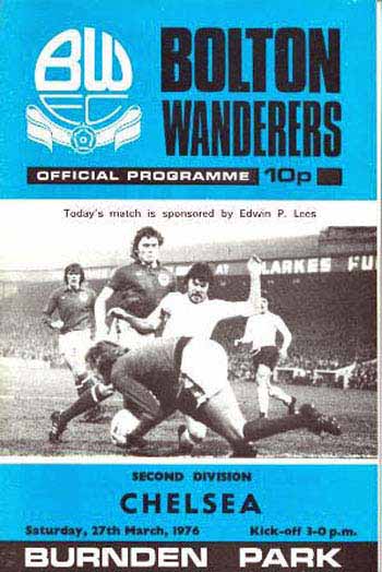 programme cover for Bolton Wanderers v Chelsea, 27th Mar 1976