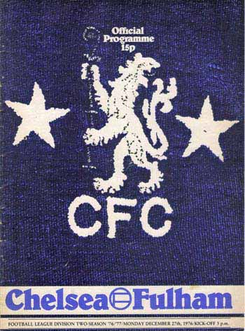 programme cover for Chelsea v Fulham, Monday, 27th Dec 1976