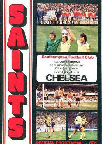 programme cover for Southampton v Chelsea, Saturday, 8th Jan 1977