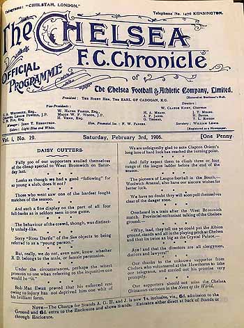 programme cover for Chelsea v Leicester Fosse, Monday, 5th Feb 1906