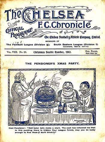 programme cover for Chelsea v Manchester United, Wednesday, 25th Dec 1912