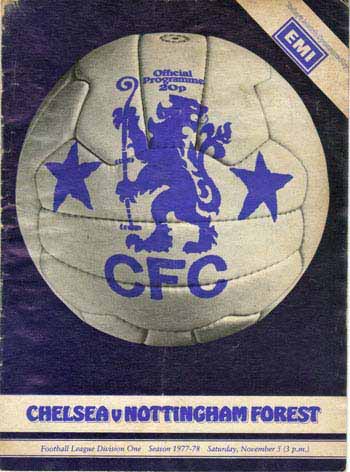 programme cover for Chelsea v Nottingham Forest, 5th Nov 1977
