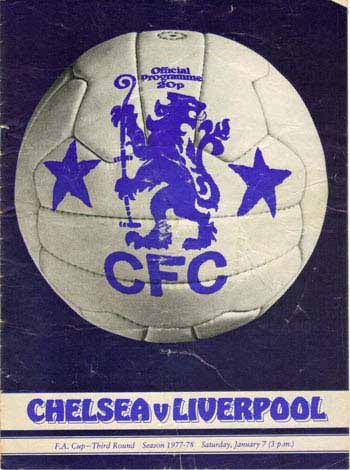 programme cover for Chelsea v Liverpool, 7th Jan 1978