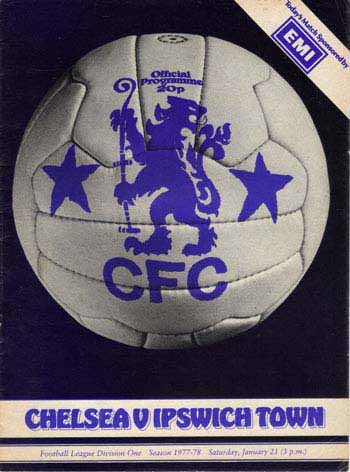programme cover for Chelsea v Ipswich Town, Saturday, 21st Jan 1978