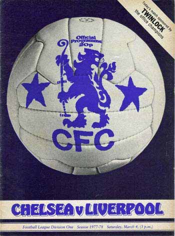 programme cover for Chelsea v Liverpool, Saturday, 4th Mar 1978