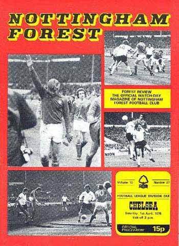 programme cover for Nottingham Forest v Chelsea, Saturday, 1st Apr 1978