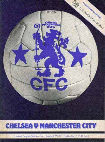 programme cover for Chelsea v Manchester City, Friday, 5th May 1978