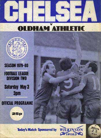 programme cover for Chelsea v Oldham Athletic, Saturday, 3rd May 1980