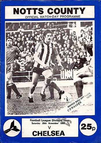 programme cover for Notts County v Chelsea, 29th Nov 1980