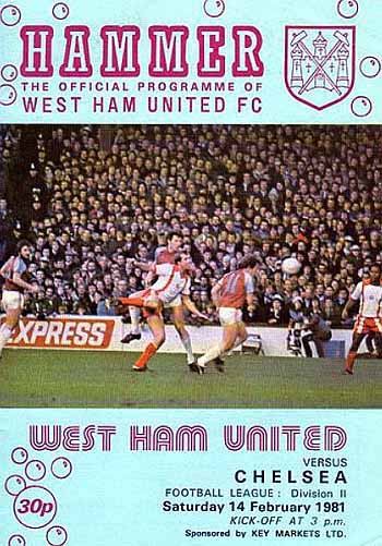 programme cover for West Ham United v Chelsea, 14th Feb 1981