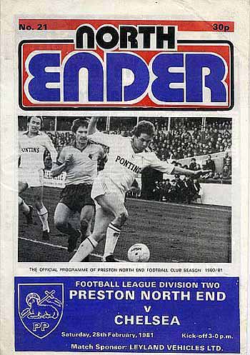 programme cover for Preston North End v Chelsea, Saturday, 28th Feb 1981