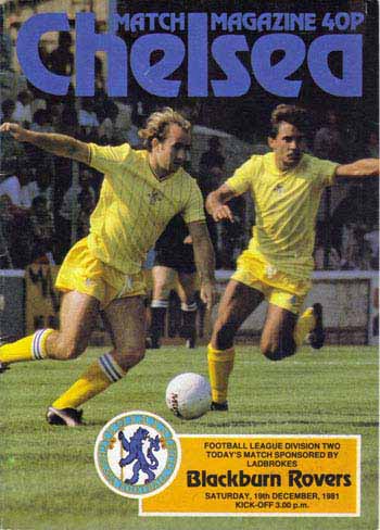 programme cover for Chelsea v Blackburn Rovers, Saturday, 19th Dec 1981