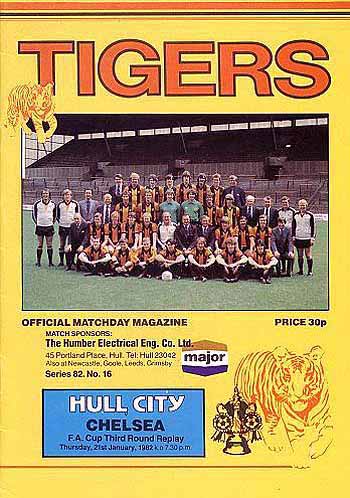 programme cover for Hull City v Chelsea, 21st Jan 1982