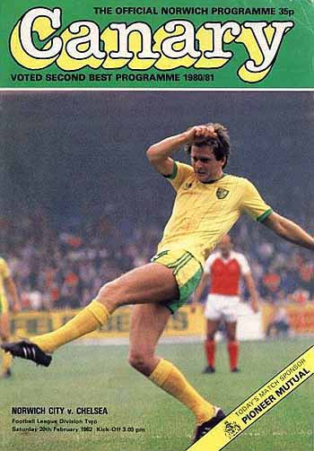 programme cover for Norwich City v Chelsea, 20th Feb 1982