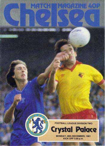 programme cover for Chelsea v Crystal Palace, Wednesday, 17th Mar 1982