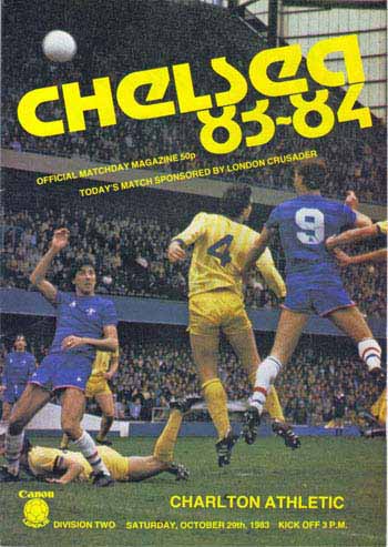 programme cover for Chelsea v Charlton Athletic, Saturday, 29th Oct 1983