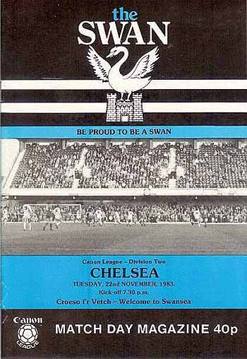 programme cover for Swansea City v Chelsea, 22nd Nov 1983