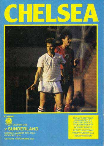 programme cover for Chelsea v Sunderland, 27th Aug 1984