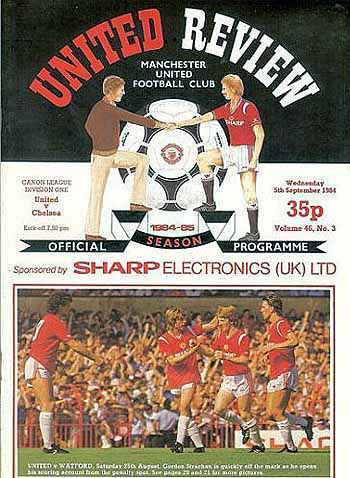 programme cover for Manchester United v Chelsea, 5th Sep 1984