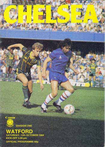 programme cover for Chelsea v Watford, 13th Oct 1984