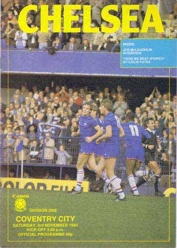 programme cover for Chelsea v Coventry City, 3rd Nov 1984