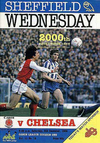 programme cover for Sheffield Wednesday v Chelsea, 8th Dec 1984