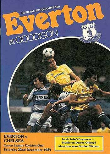 programme cover for Everton v Chelsea, 22nd Dec 1984