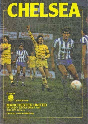 programme cover for Chelsea v Manchester United, Saturday, 29th Dec 1984