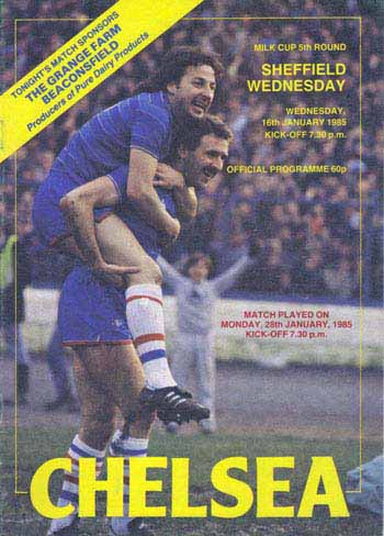 programme cover for Chelsea v Sheffield Wednesday, Monday, 28th Jan 1985