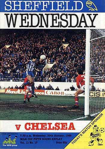 programme cover for Sheffield Wednesday v Chelsea, Wednesday, 30th Jan 1985