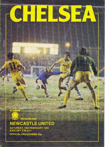 programme cover for Chelsea v Newcastle United, Saturday, 16th Feb 1985