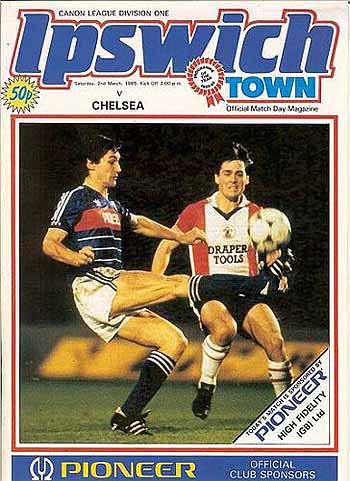 programme cover for Ipswich Town v Chelsea, 2nd Mar 1985