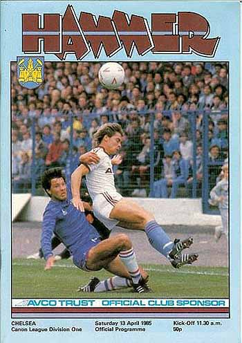 programme cover for West Ham United v Chelsea, 13th Apr 1985