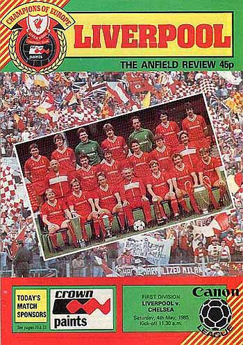 programme cover for Liverpool v Chelsea, 4th May 1985