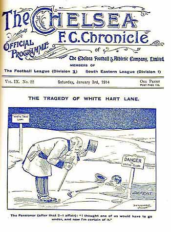 programme cover for Chelsea v Oldham Athletic, Saturday, 3rd Jan 1914