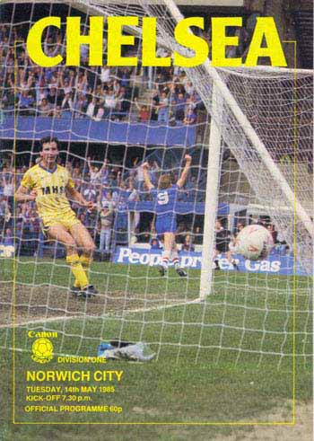 programme cover for Chelsea v Norwich City, Tuesday, 14th May 1985