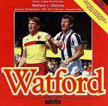 programme cover for Watford v Chelsea, 28th Sep 1985