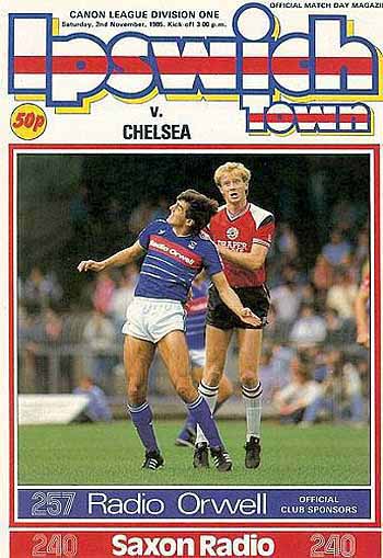 programme cover for Ipswich Town v Chelsea, 2nd Nov 1985