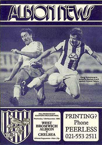 programme cover for West Bromwich Albion v Chelsea, 13th Nov 1985