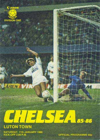 programme cover for Chelsea v Luton Town, 11th Jan 1986