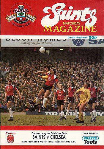 programme cover for Southampton v Chelsea, 22nd Mar 1986