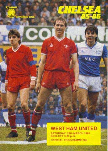 programme cover for Chelsea v West Ham United, 29th Mar 1986