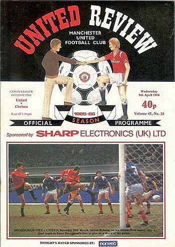 programme cover for Manchester United v Chelsea, 9th Apr 1986
